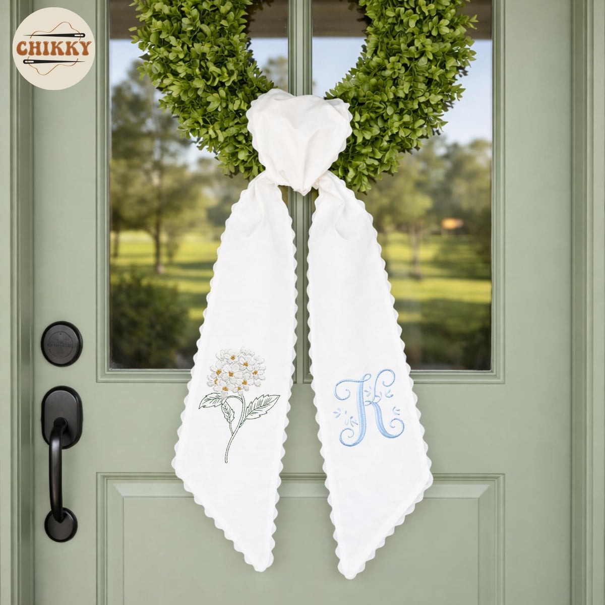 Monogram Personalized Wreath Sash — 4 - Hydrangea — image 4