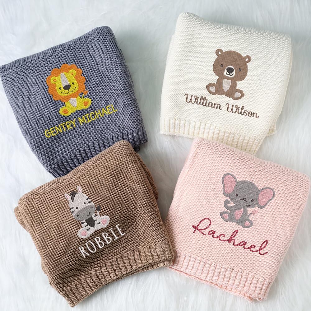 Personalized Knit Baby Blanket — 7 - Animal — image 2