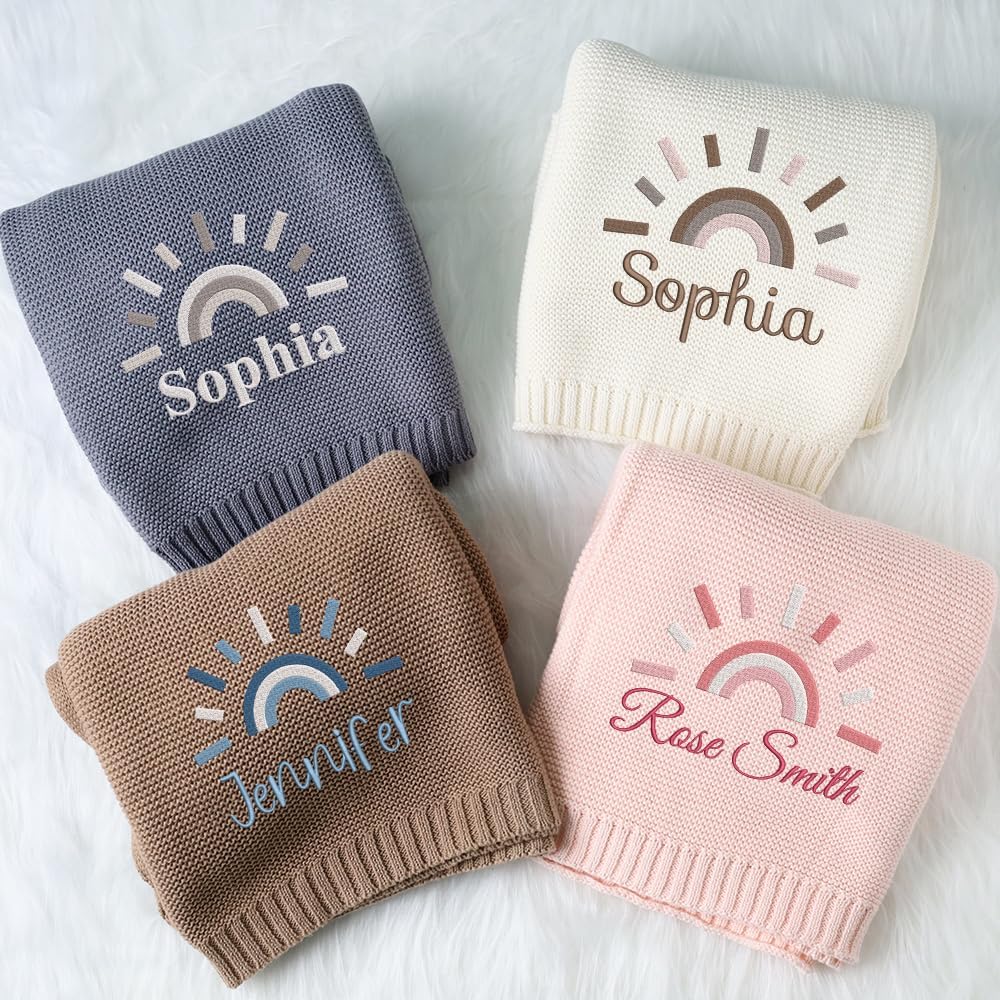 Personalized Knit Baby Blanket — 8 - Sunshine — image 2