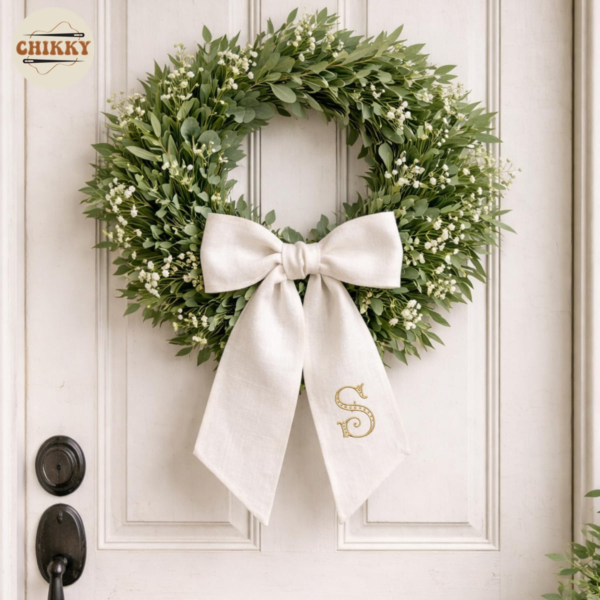 Monogram Personalized Wreath Sash — 2 - Initial — image 5