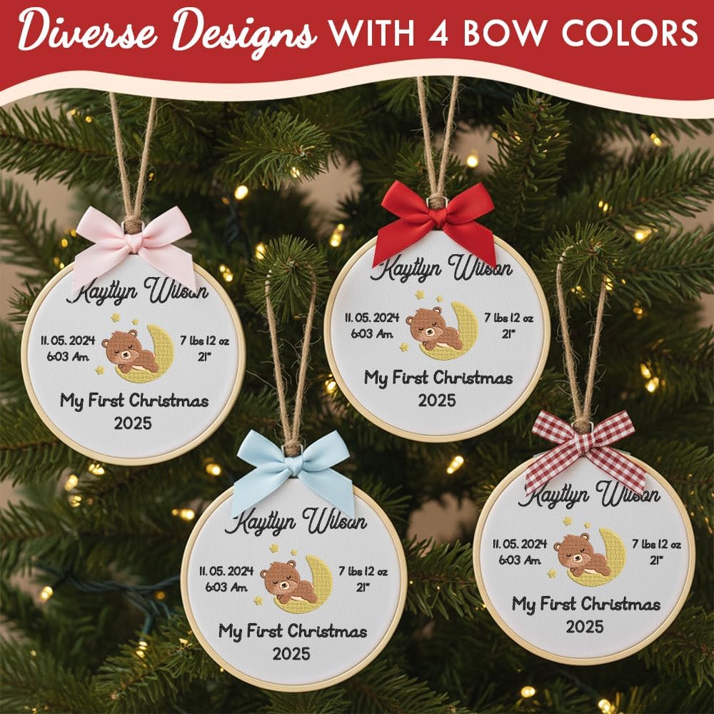 Baby's First Christmas Ornament — Bow — image 5