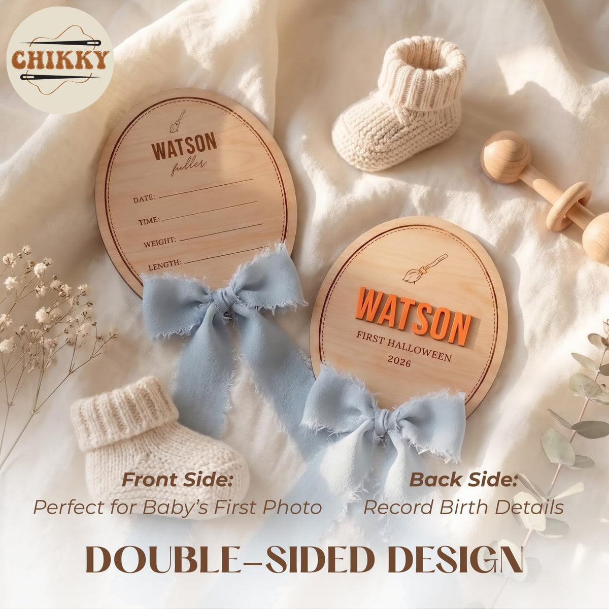 Personalized Wooden Birth Announcement Sign — image 7