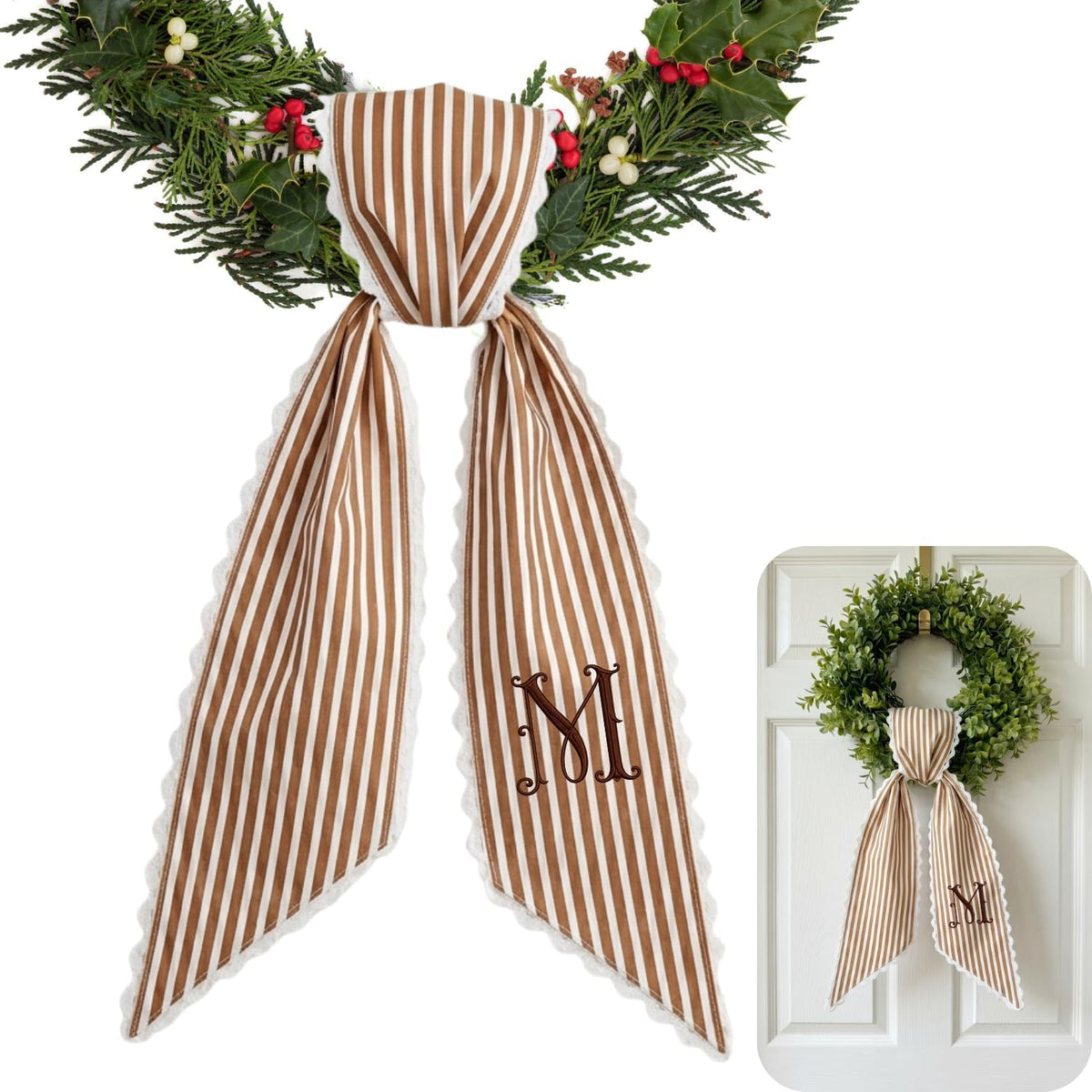 Monogram Personalized Wreath Sash — 6 - Custom Monogram