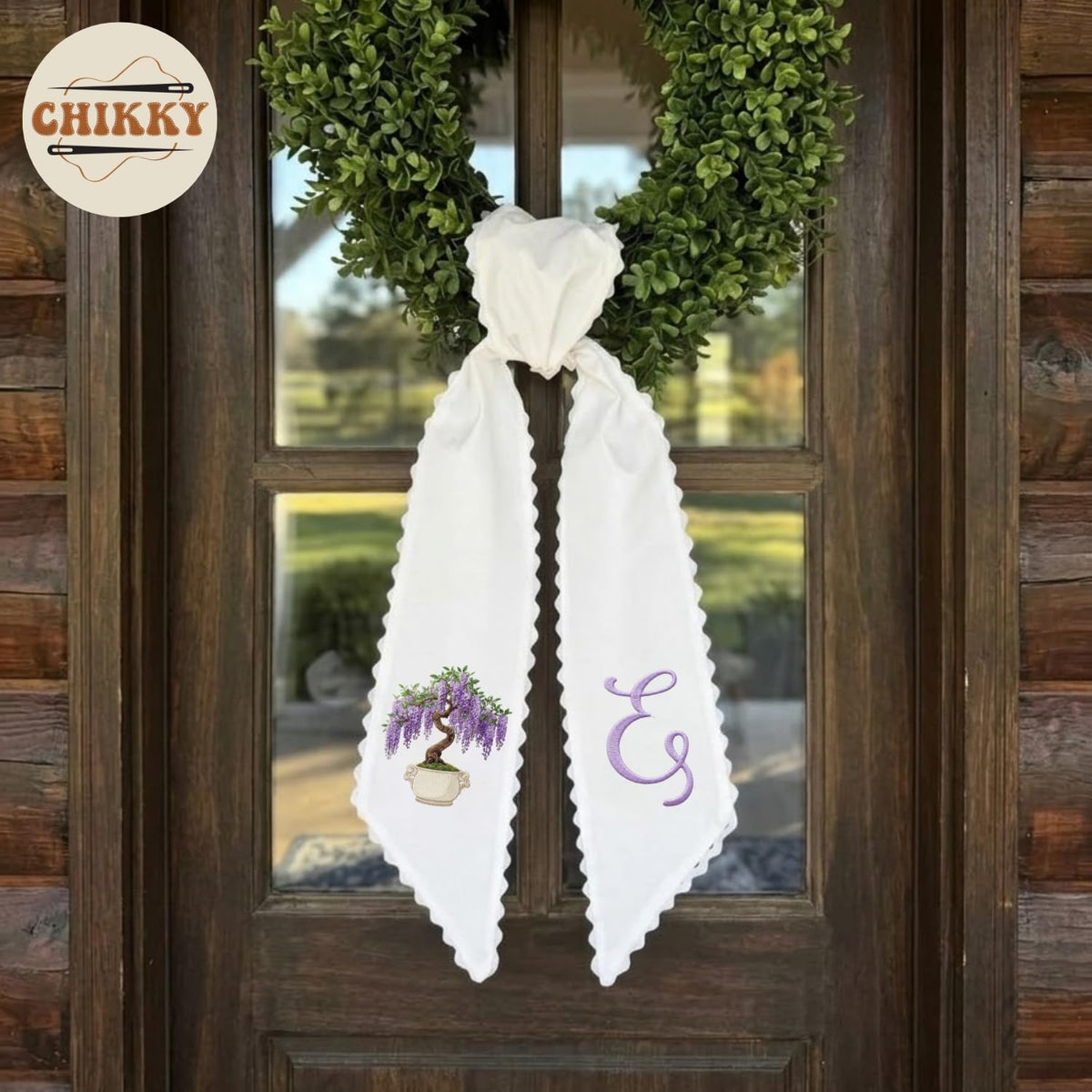 Monogram Personalized Wreath Sash — 2 - Lavender Bonsai — image 6