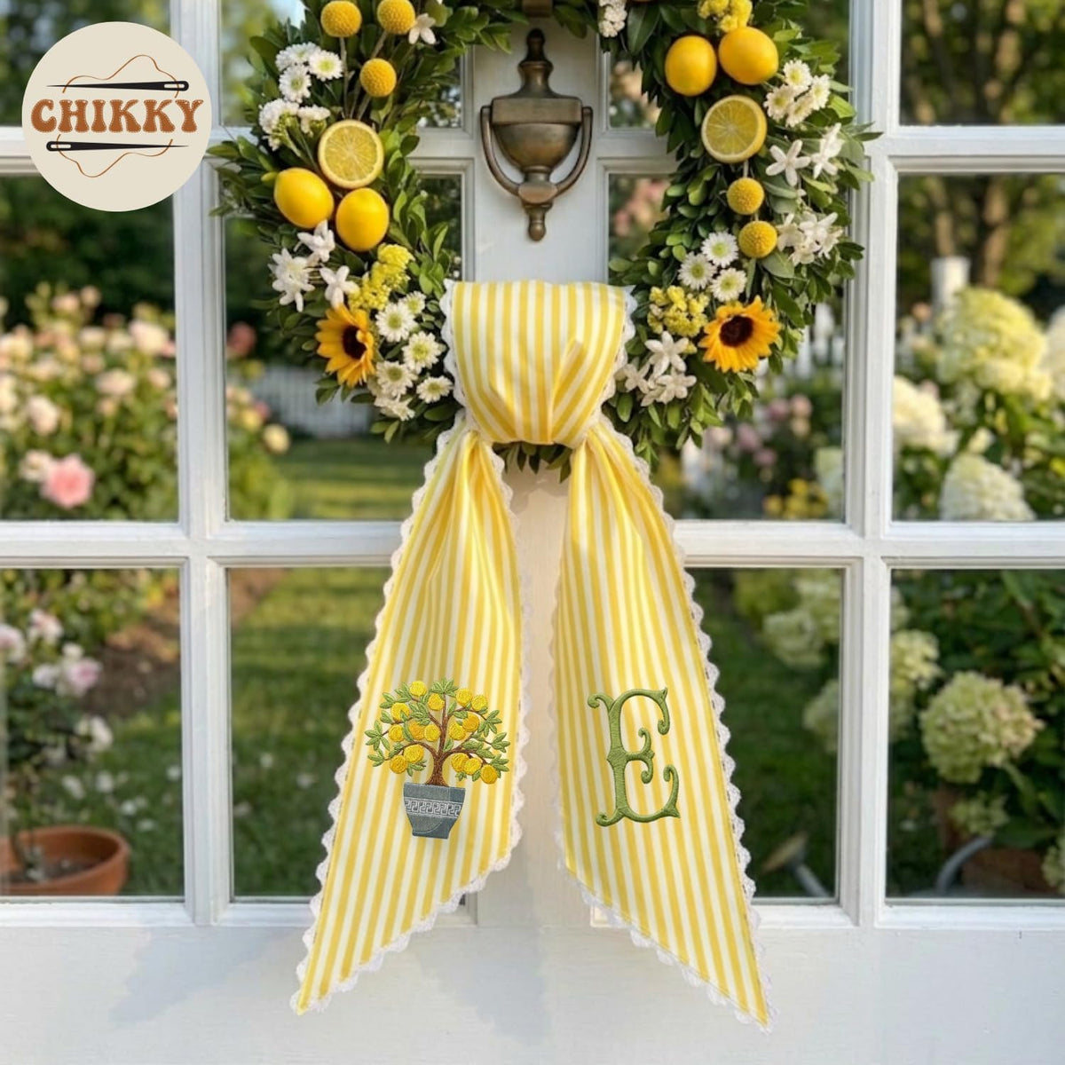 Monogram Personalized Wreath Sash — 2 - Lemon Tree — image 3