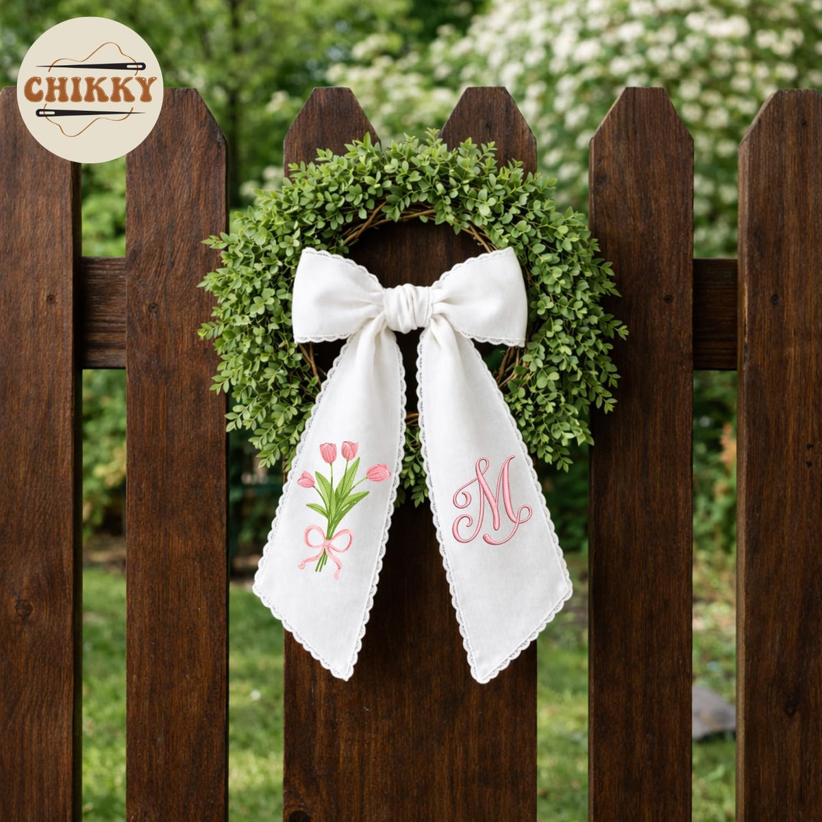 Monogram Personalized Wreath Sash — 12 - Tulip Bouquet — image 4