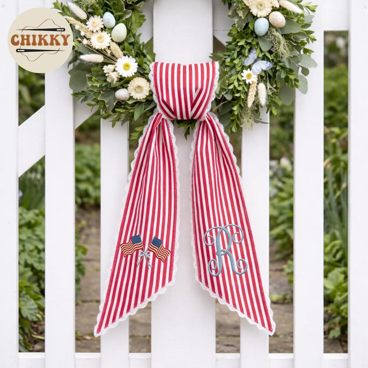 Patriotic Personalized Wreath Sash — 5 - USA Flag — image 5