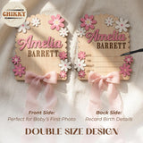 Personalized Wooden Birth Announcement Sign — 1 - flowers — image 5