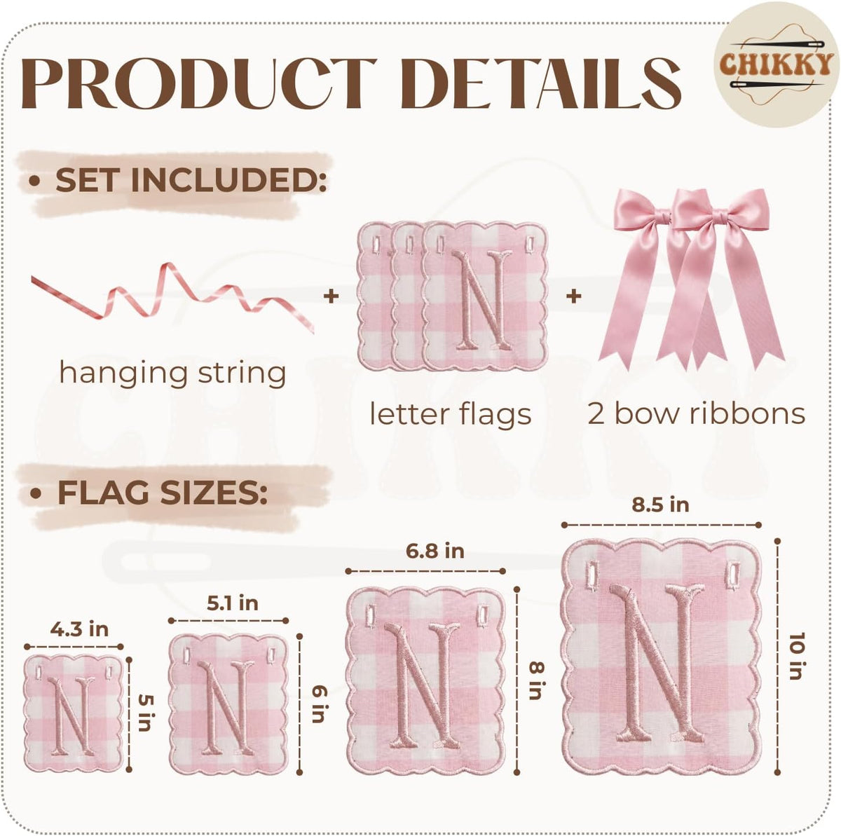 Personalized Embroidered Baby Name Banner — 1 - Pink — image 2