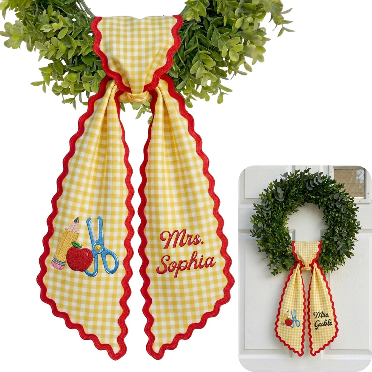 Monogram Personalized Wreath Sash