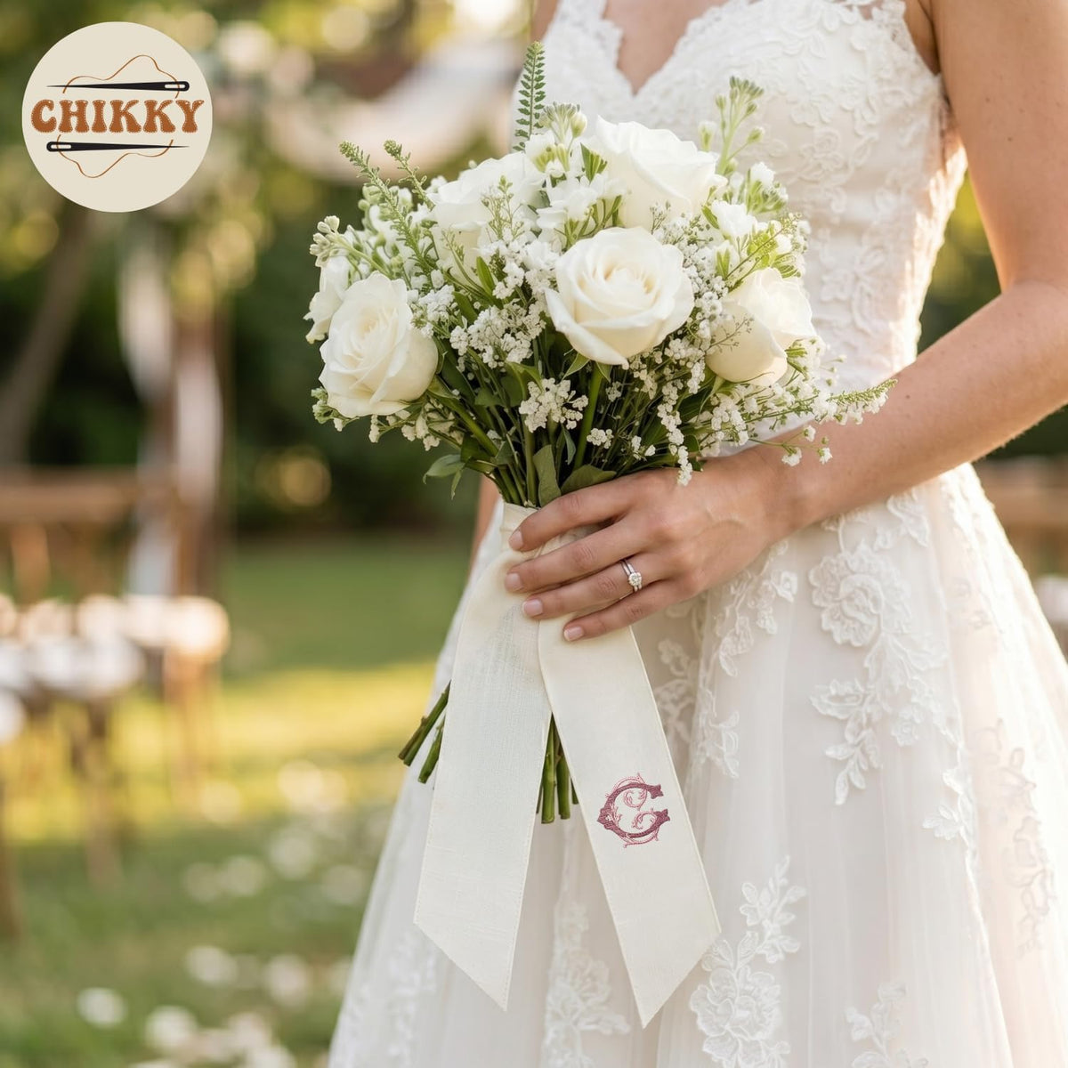 Personalized Embroidered Bouquet Sash — 8 - Monogram — image 4