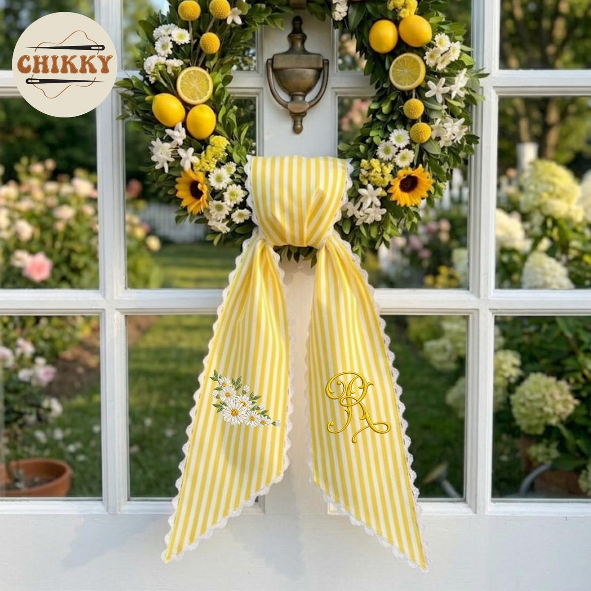 Monogram Personalized Wreath Sash — 3 - Daisy — image 2