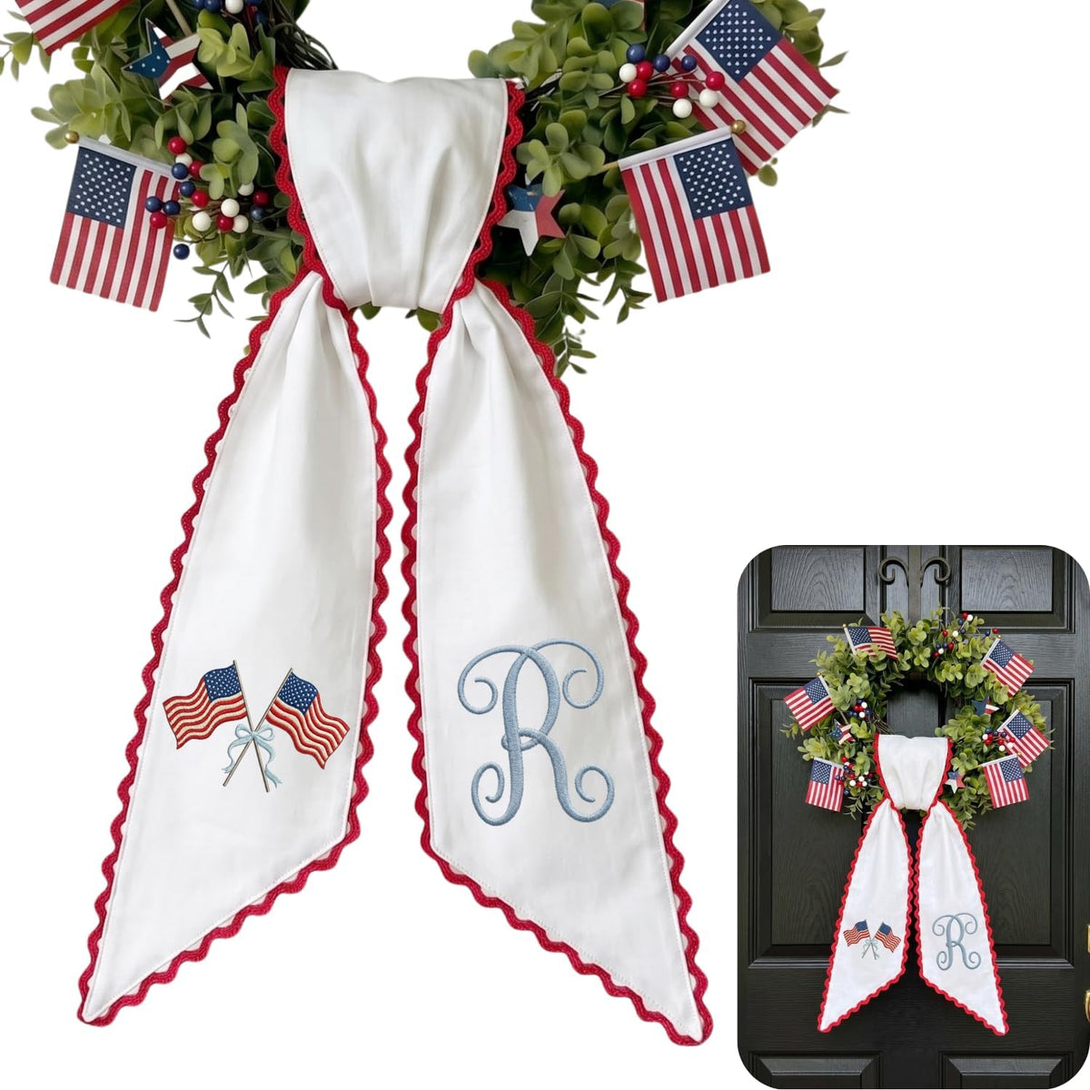 Patriotic Personalized Wreath Sash — 5 - USA Flag