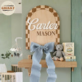 Personalized Wooden Birth Announcement Sign — 3 - plaid — image 4