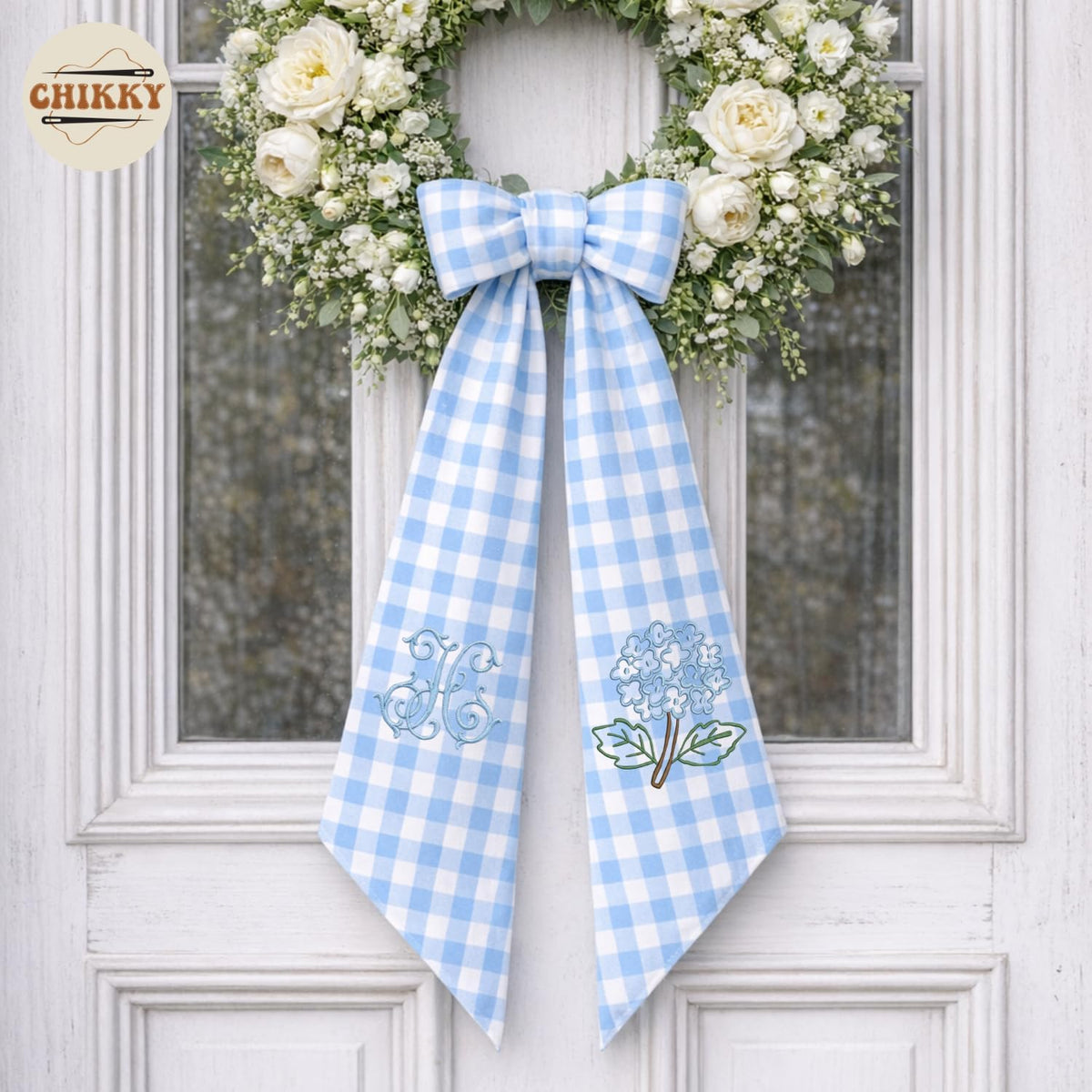 Monogram Personalized Wreath Sash — 9 - Hydrangea — image 5