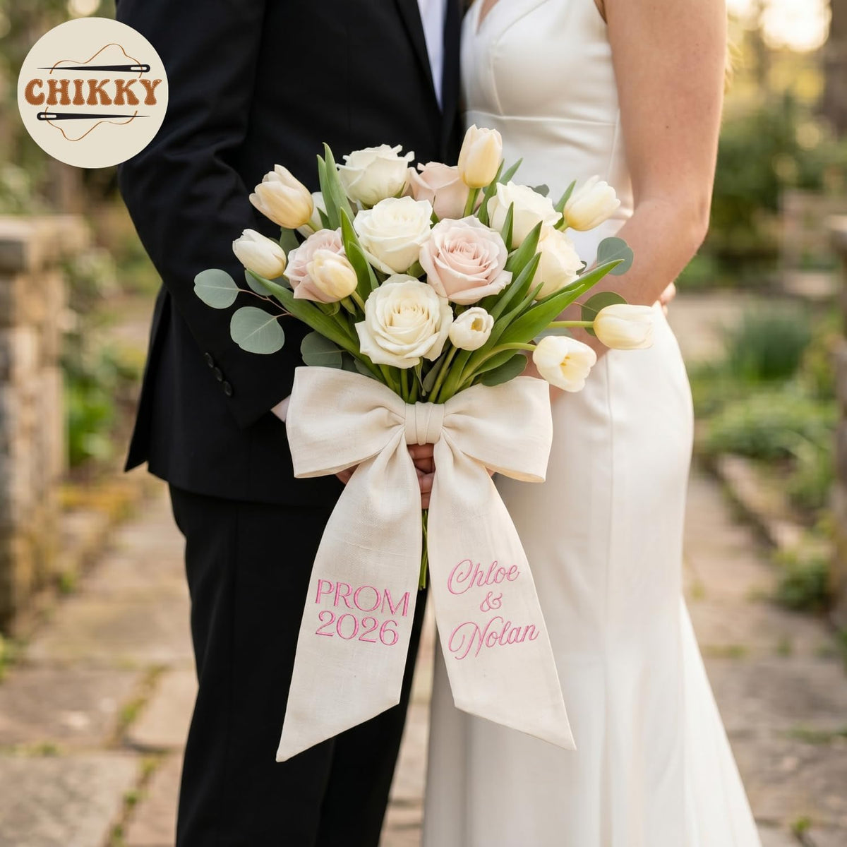 Personalized Embroidered Bouquet Sash — 10 - Couple Name — image 3