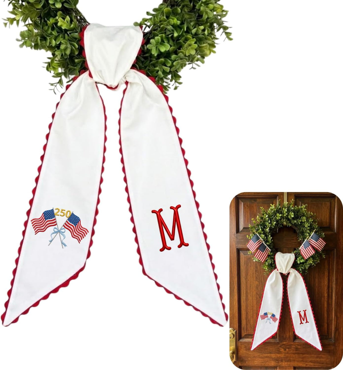 Patriotic Personalized Wreath Sash — 7-250th 4th of July
