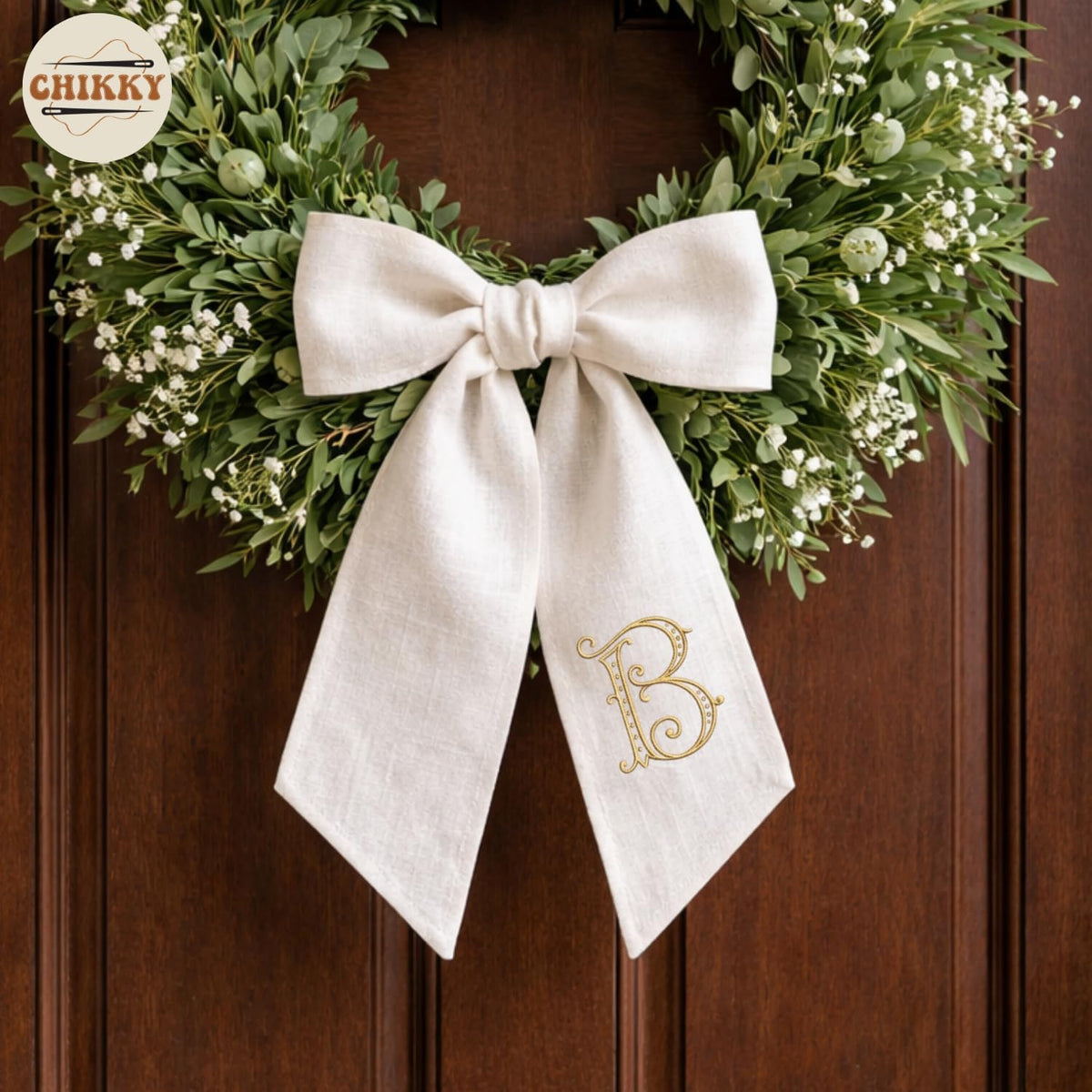 Monogram Personalized Wreath Sash — 2 - Initial — image 2