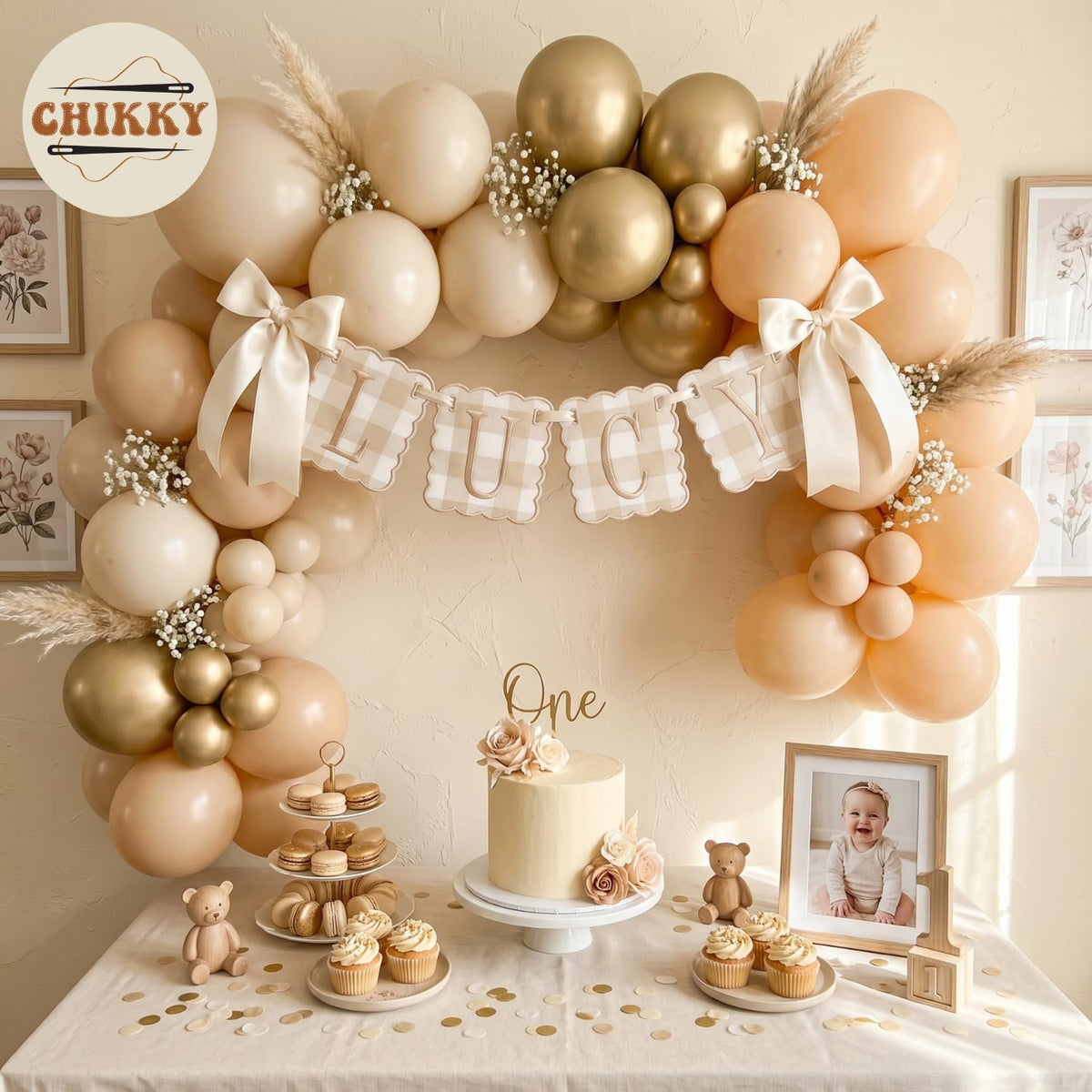 Personalized Embroidered Baby Name Banner — 3 - Beige — image 6