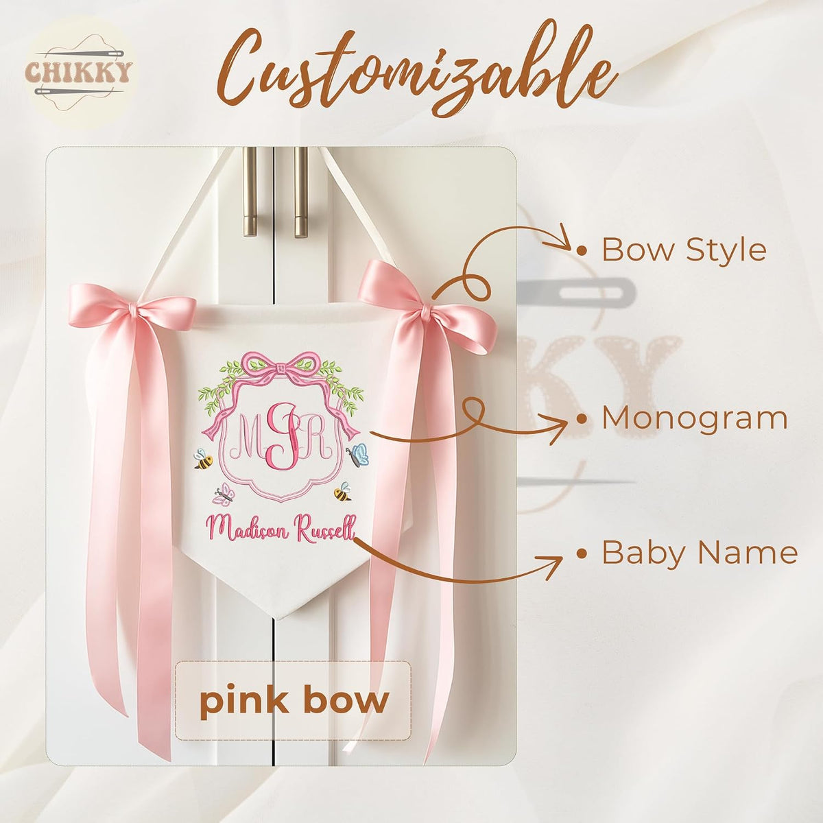 Personalized Embroidered Baby Name Banner — 2 — image 5