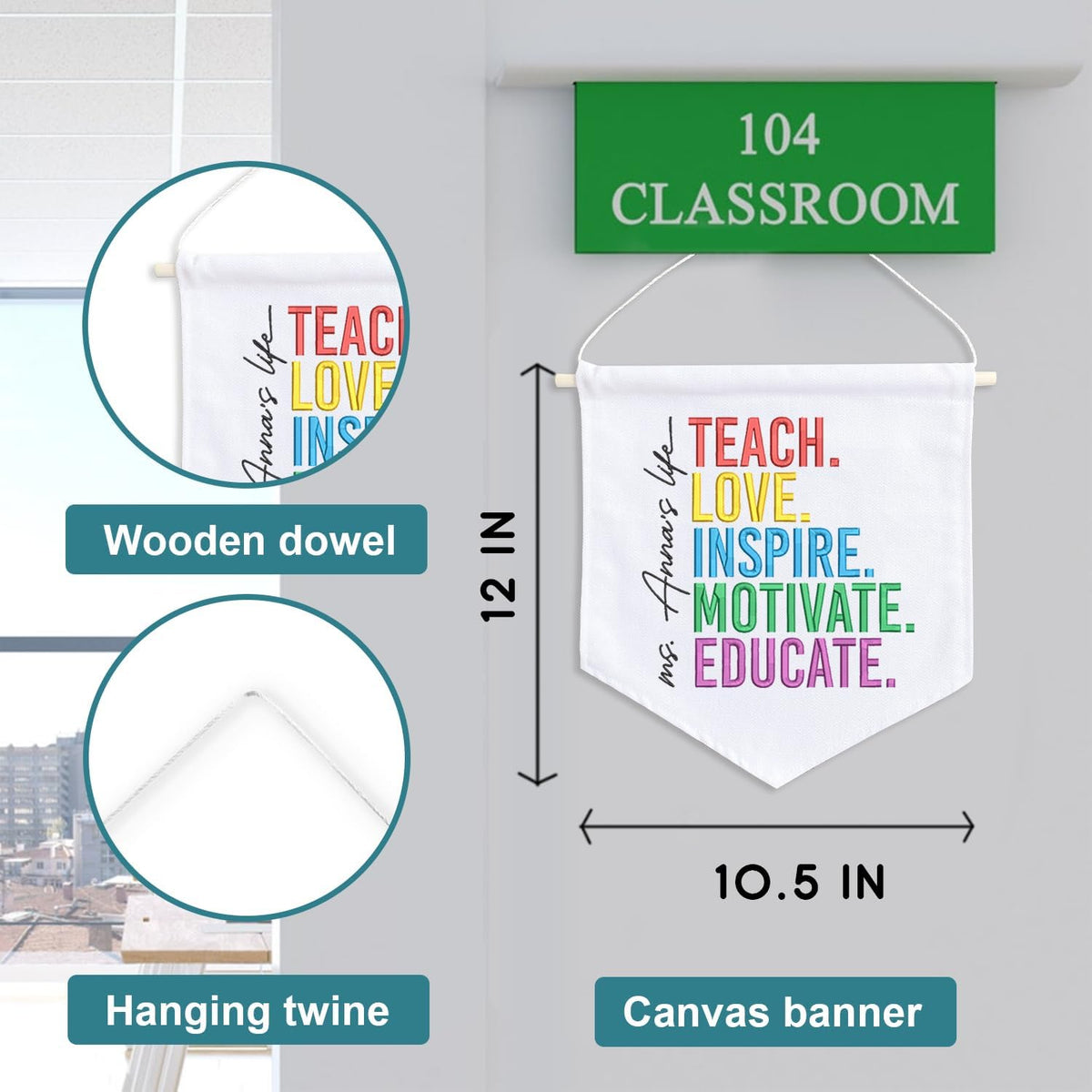 Personalized Embroidered Teacher Banner — 9 — image 6