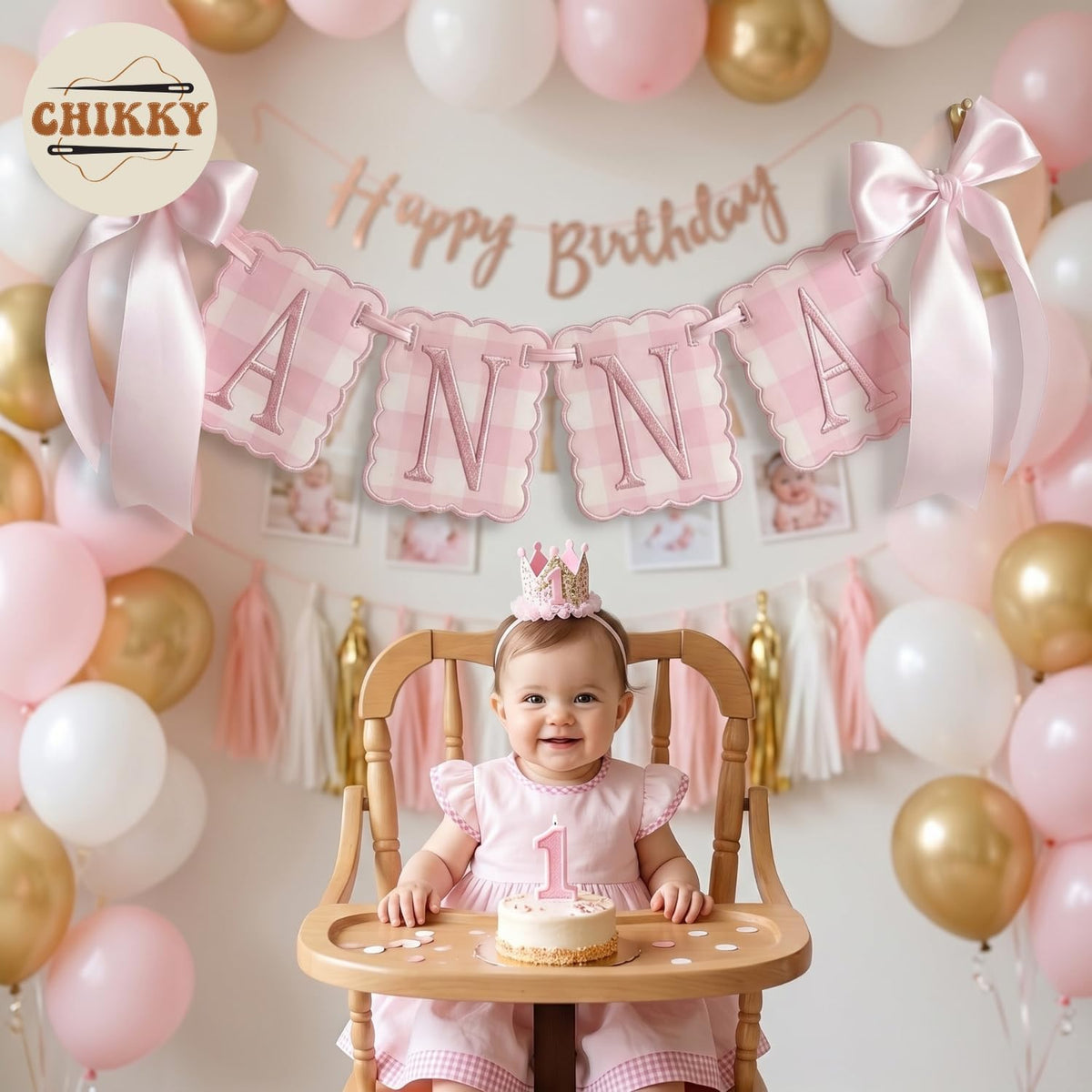 Personalized Embroidered Baby Name Banner — 1 - Pink — image 8