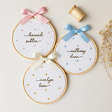 Personalized Newborn Name Embroidery Hoop — Bow — image 2