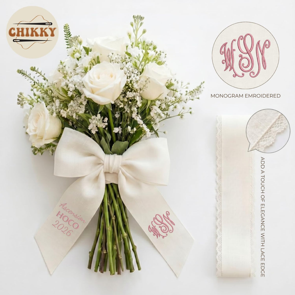 Personalized Embroidered Bouquet Sash — 7 - HOCO — image 5