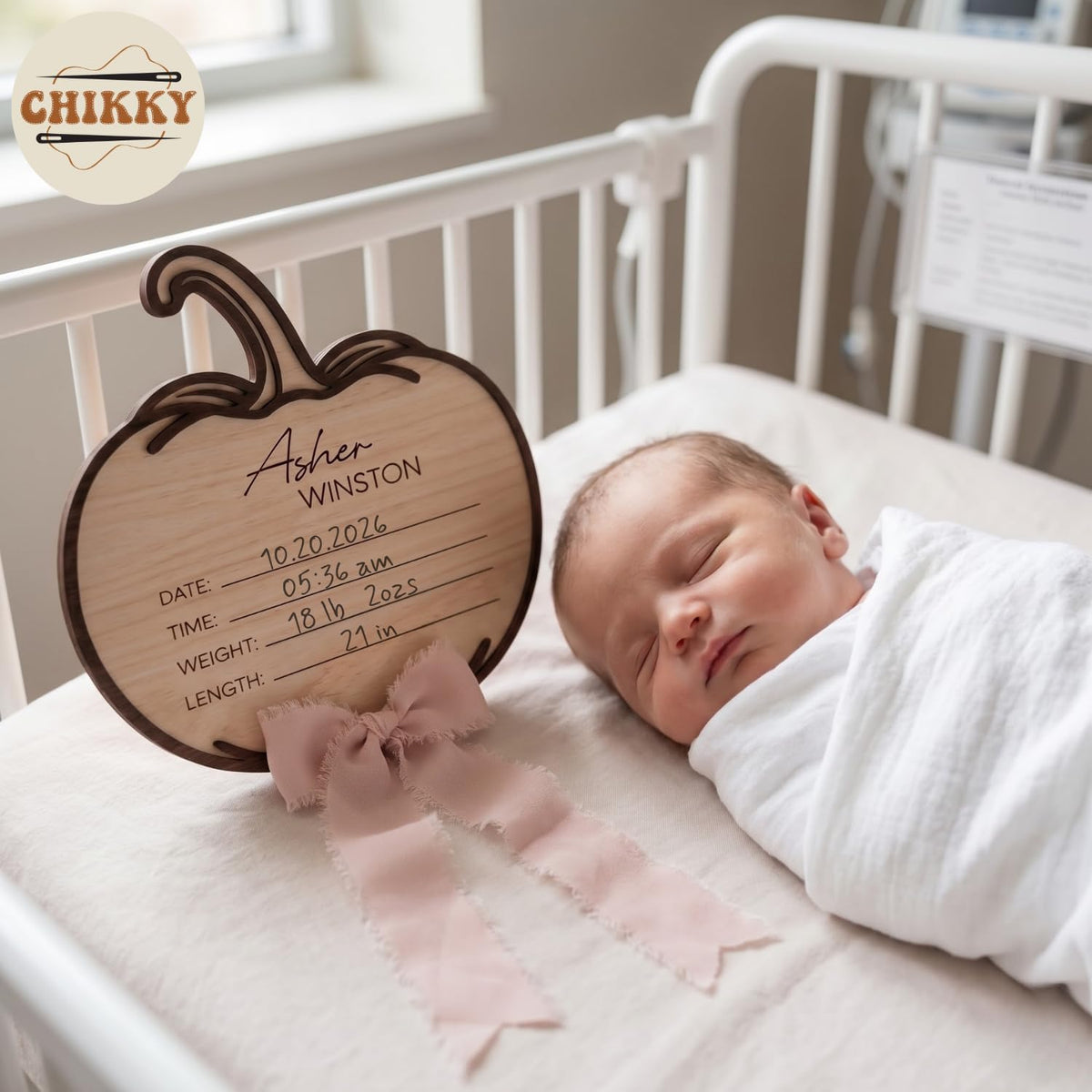Personalized Wooden Birth Announcement Sign — image 3