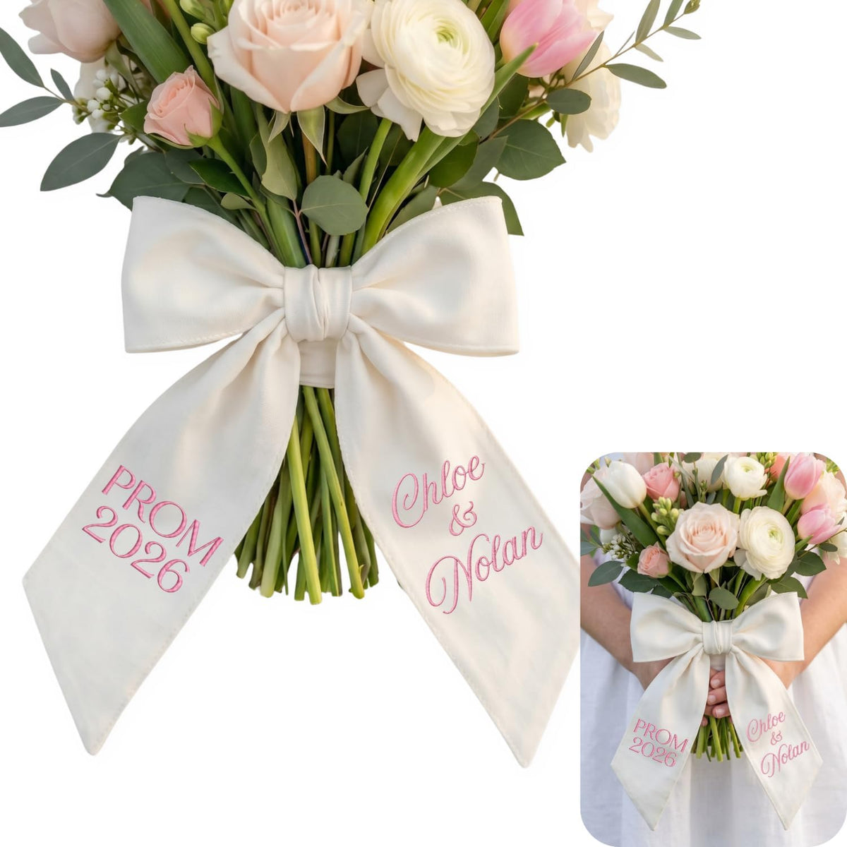 Personalized Embroidered Bouquet Sash — 10 - Couple Name