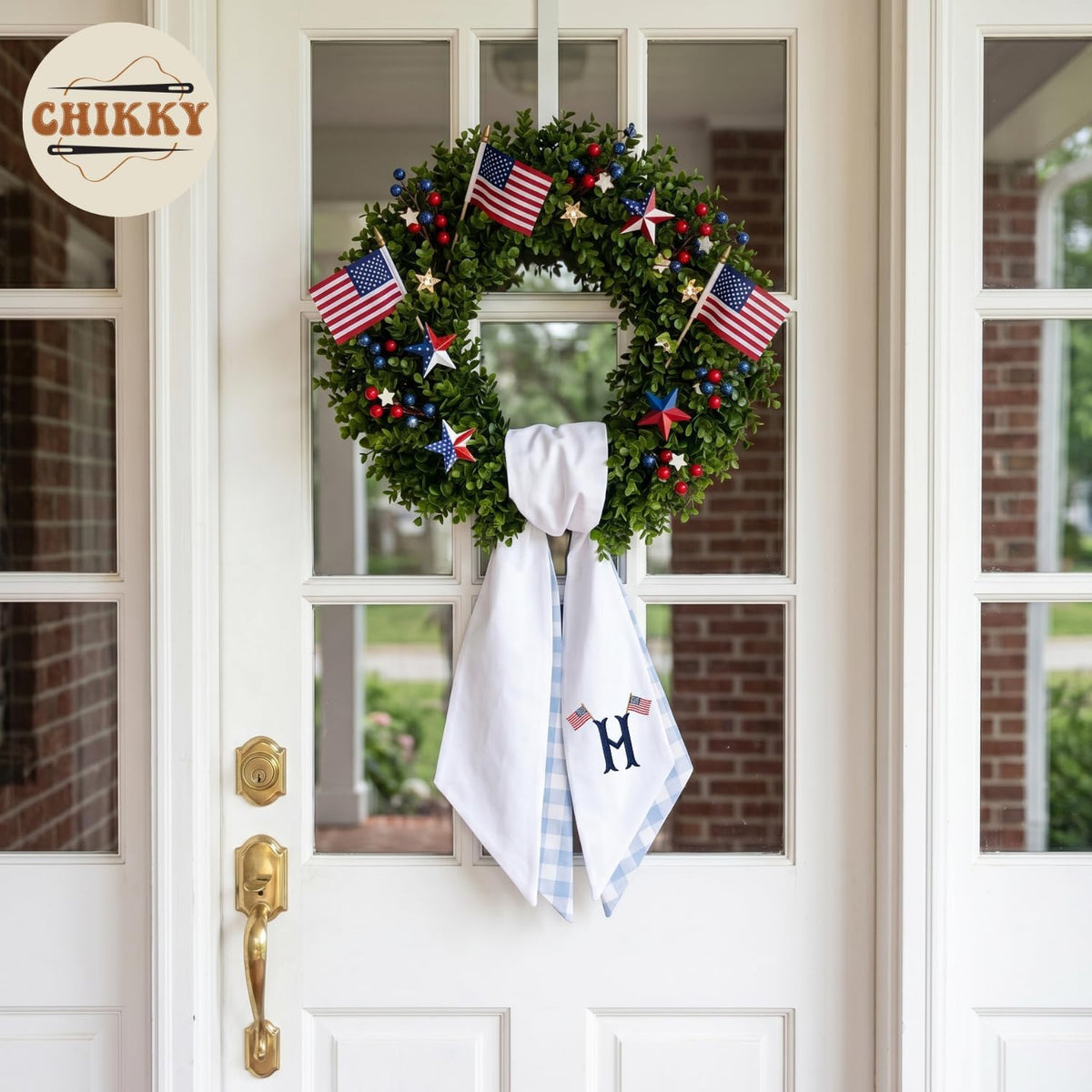 Patriotic Personalized Wreath Sash — 12 - monogram USA flag — image 5