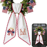 Patriotic Personalized Wreath Sash — 5 - Bow American Flag