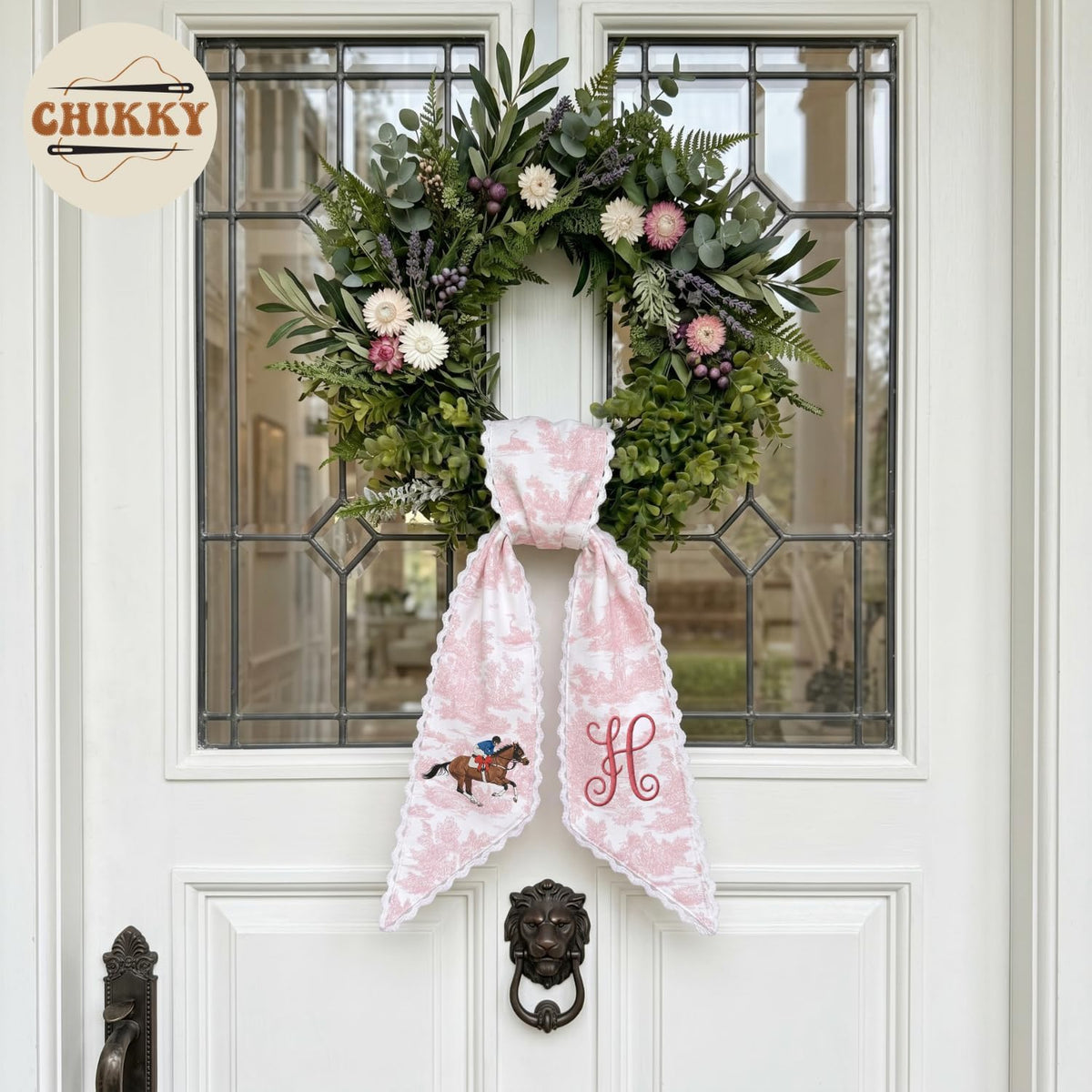 Monogram Personalized Wreath Sash — 7 - Horse Racing — image 3