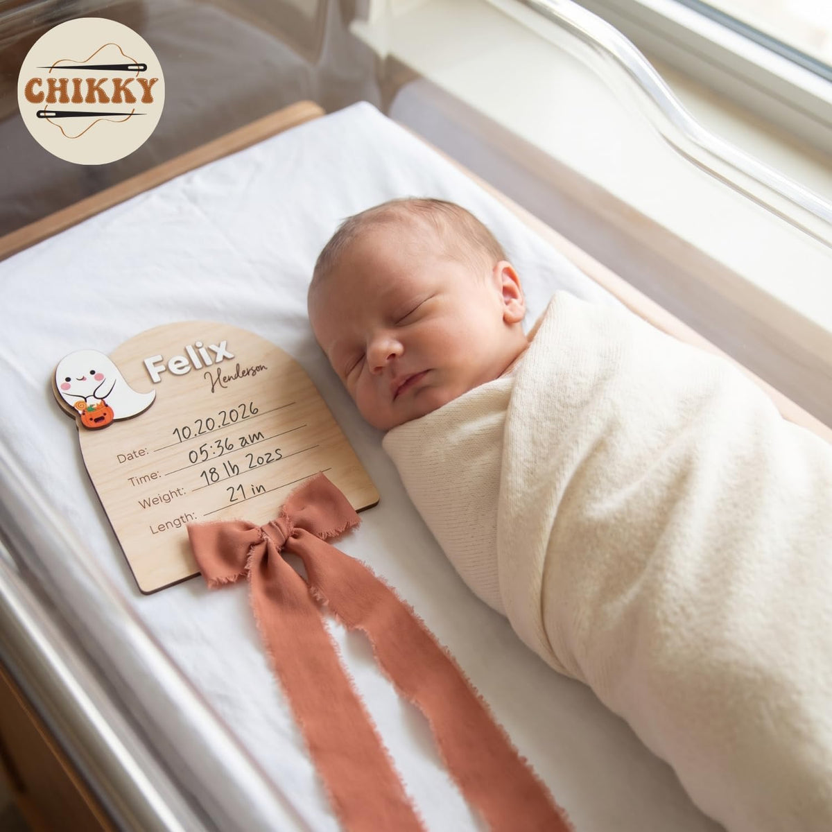 Personalized Wooden Birth Announcement Sign — image 4