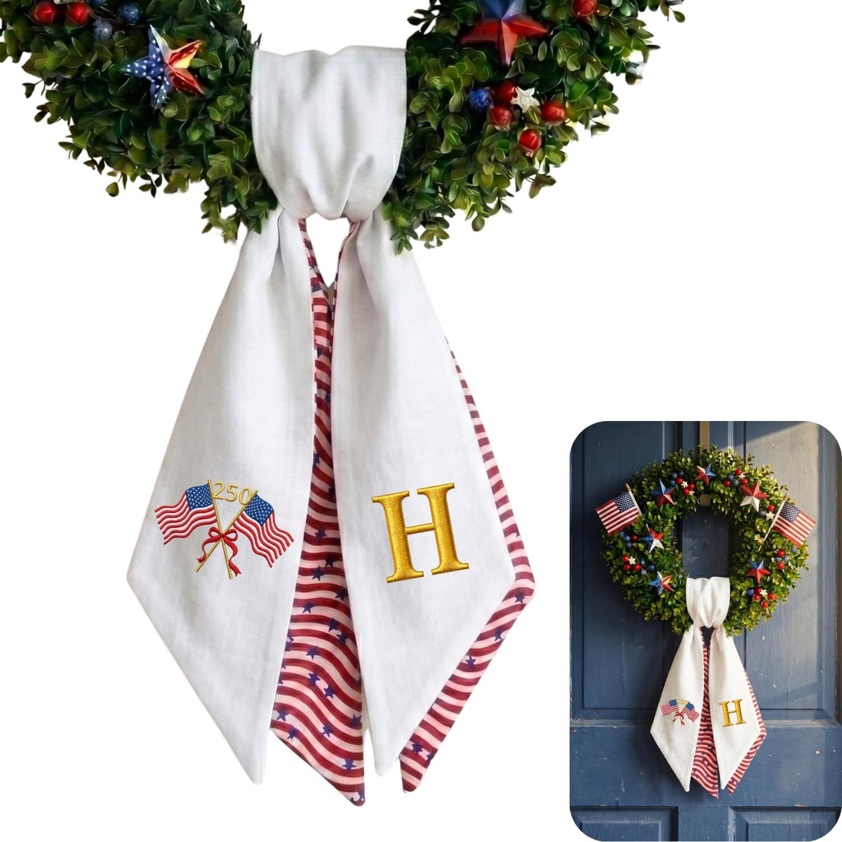 Patriotic Personalized Wreath Sash — 8