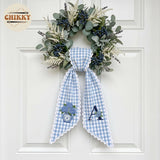 Monogram Personalized Wreath Sash — 2 - Blue Hydrangea — image 5
