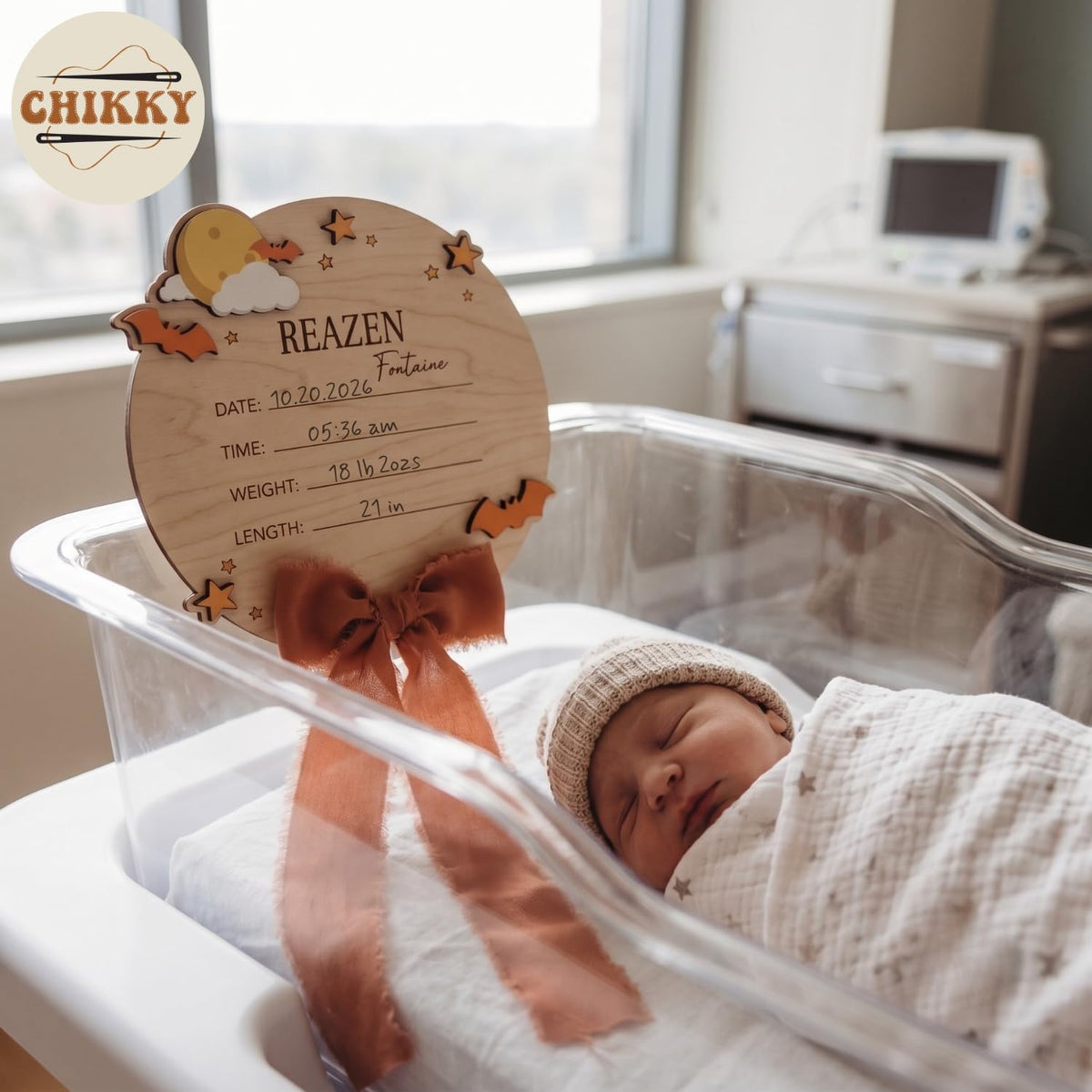 Personalized Wooden Birth Announcement Sign — image 3