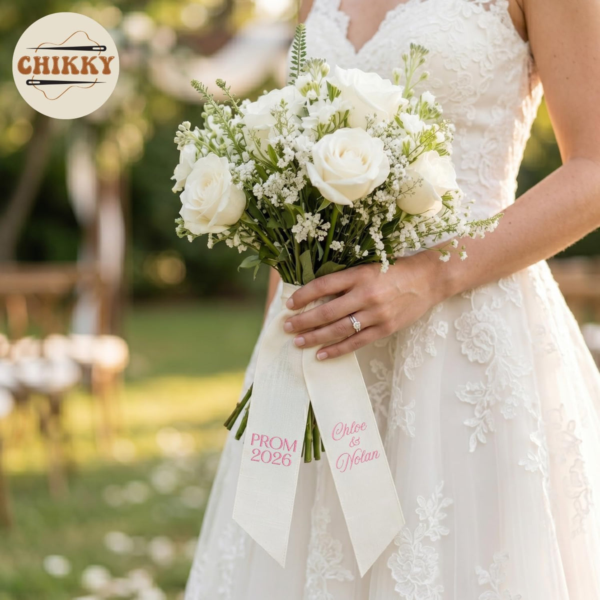 Personalized Embroidered Bouquet Sash — 10 - Couple Name — image 4