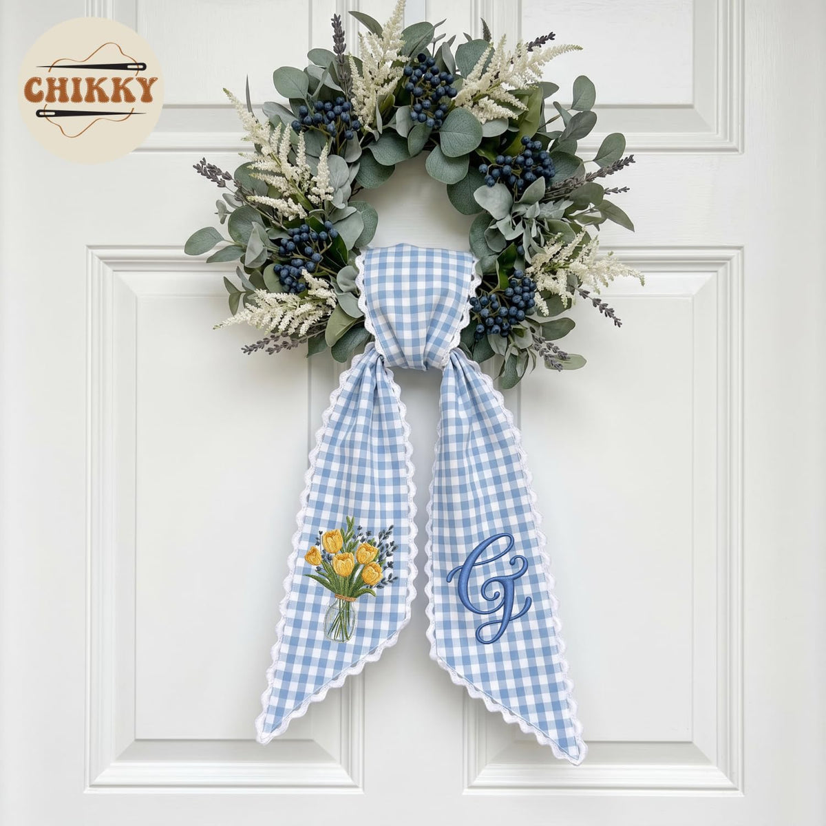 Monogram Personalized Wreath Sash — 1 - Yellow Tulip — image 6