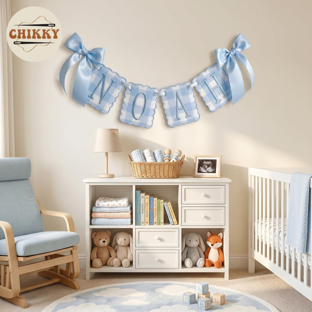Personalized Embroidered Baby Name Banner — 2 - Blue — image 8