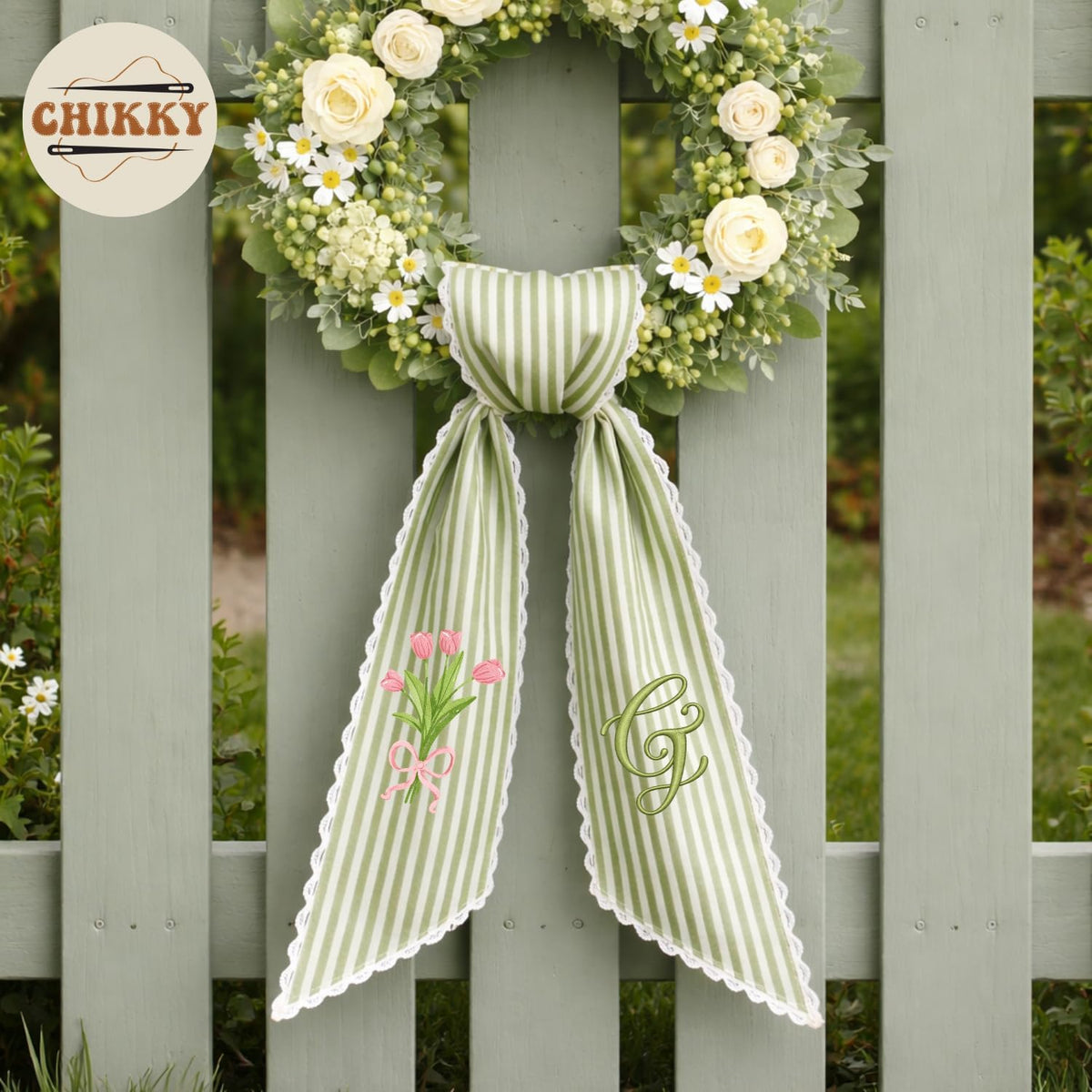 Monogram Personalized Wreath Sash — 12 - Tulip Bouquet — image 5