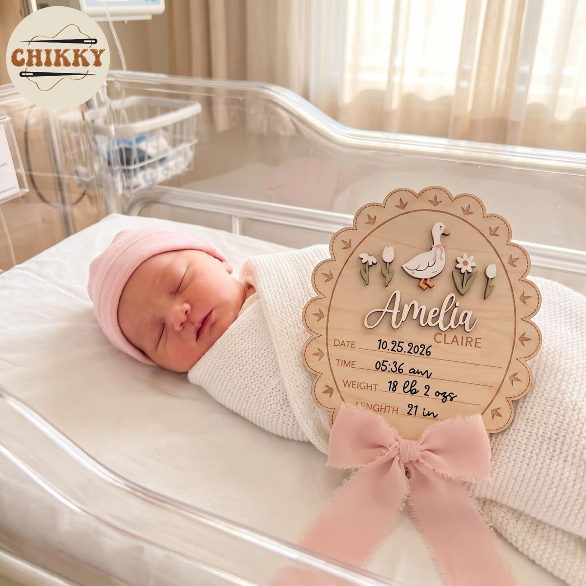 Personalized Wooden Birth Announcement Sign — image 3