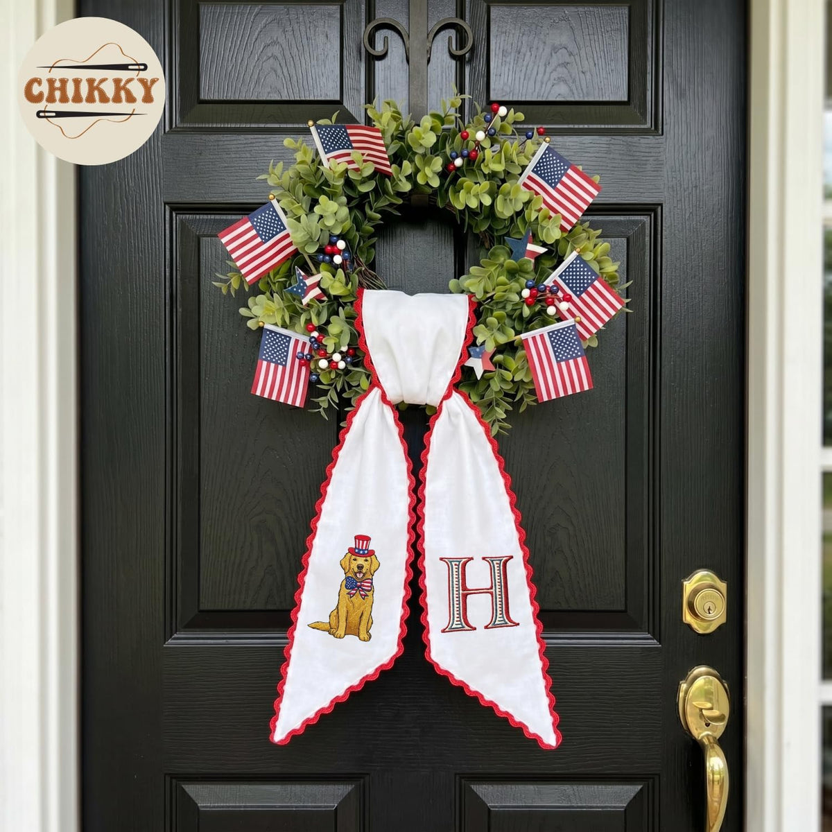 Patriotic Personalized Wreath Sash — 10 - USA Golden Retriever — image 5