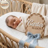 Personalized Wooden Birth Announcement Sign — 3 - plaid — image 2