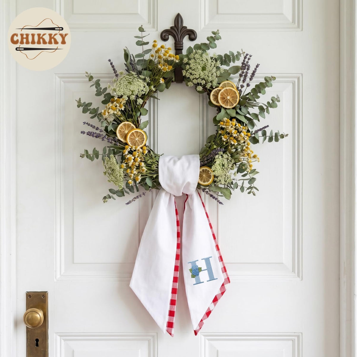Monogram Personalized Wreath Sash — 7 - Hydrangea Initial — image 5