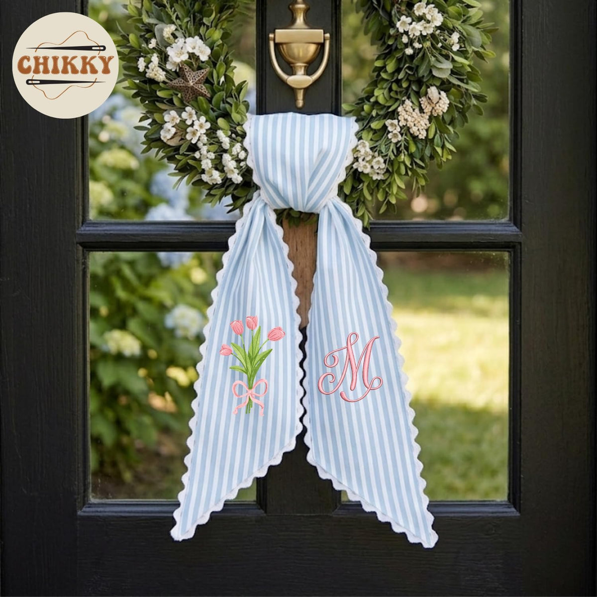Monogram Personalized Wreath Sash — 12 - Tulip Bouquet — image 6