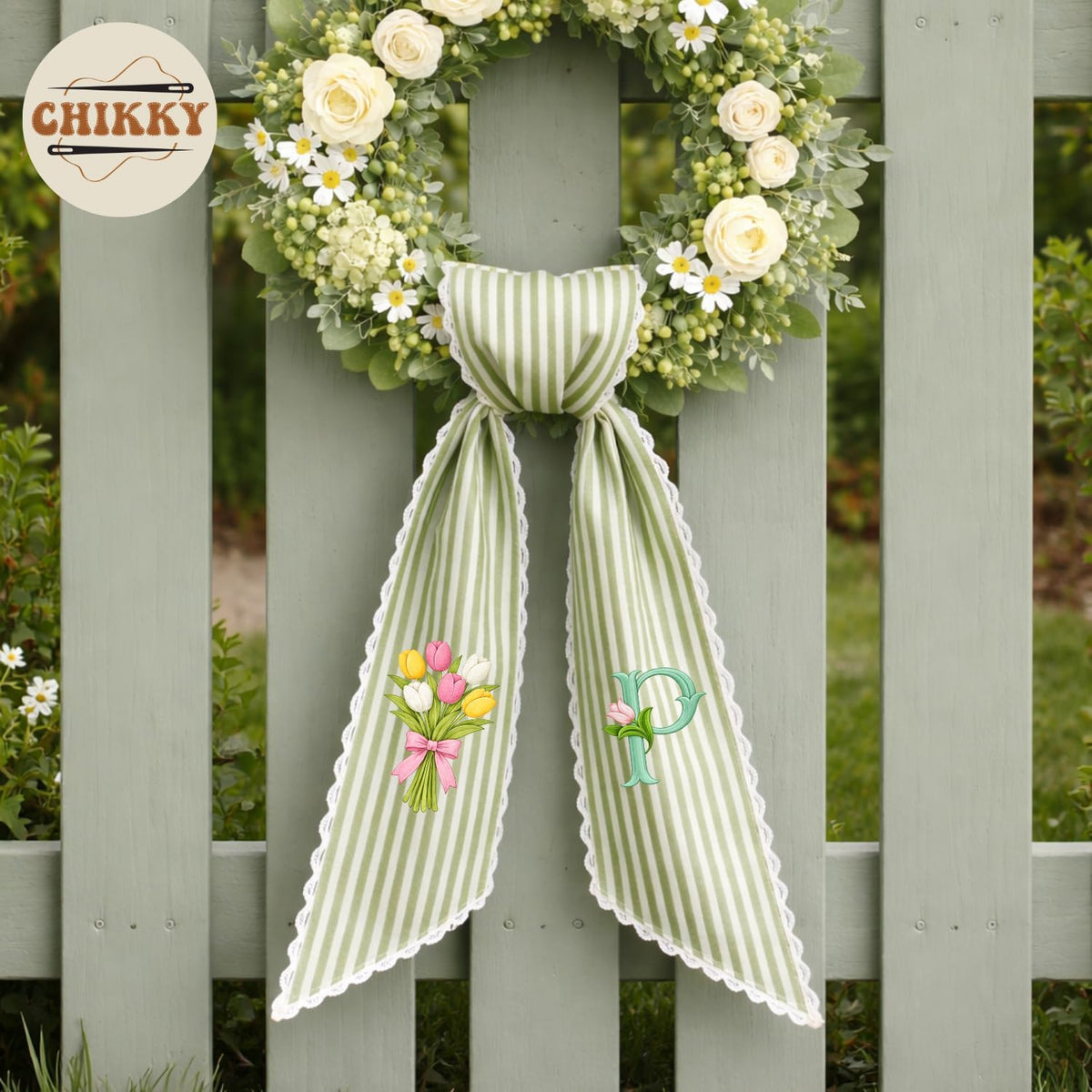 Monogram Personalized Wreath Sash — 4 - Tulip Bouquet — image 3