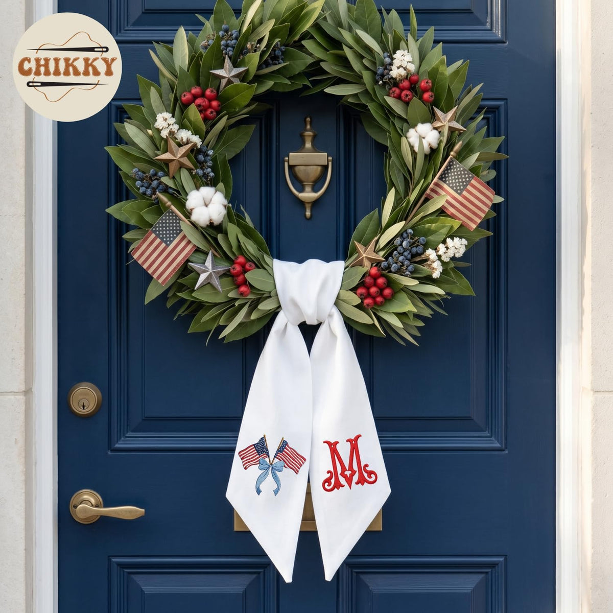 Patriotic Personalized Wreath Sash — 4 - America Flag — image 2