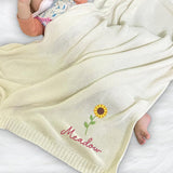Personalized Knit Baby Blanket — 9 - Sunflowers — image 4