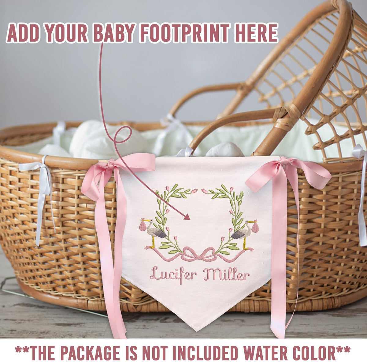 Personalized Embroidered Baby Name Banner — 5 - footprint — image 2